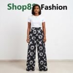 Women's Black and White Printed Adire-Style Pant Trousers RTW