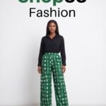 Women's Green Printed Adire-Style Pant Trousers RTW