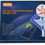 Felips 18" 3-in-1 Rechargeable Stand Fan with Solar Panel and Bulb