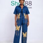 Women's Two-Piece Butterfly Denim Set
