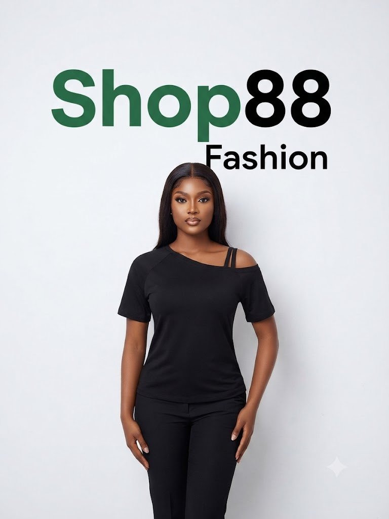Women's Asymmetrical Cold-Shoulder Black Tee and Trouser Set