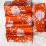 Orange And White Splatter Polish Cotton Adire (Adire Lanta)
