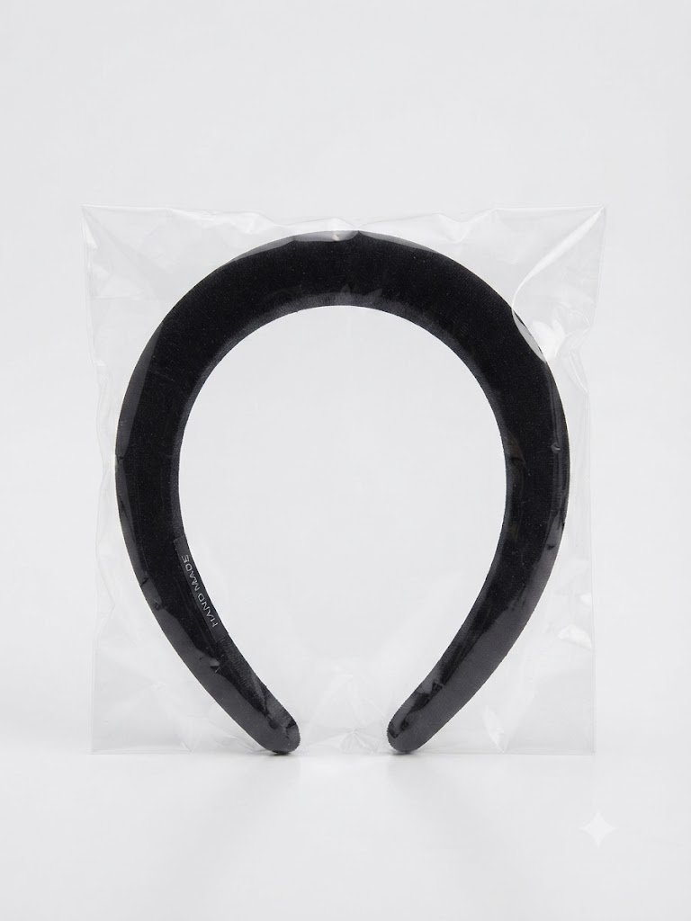 Classic Black Velvet Padded Alice Band