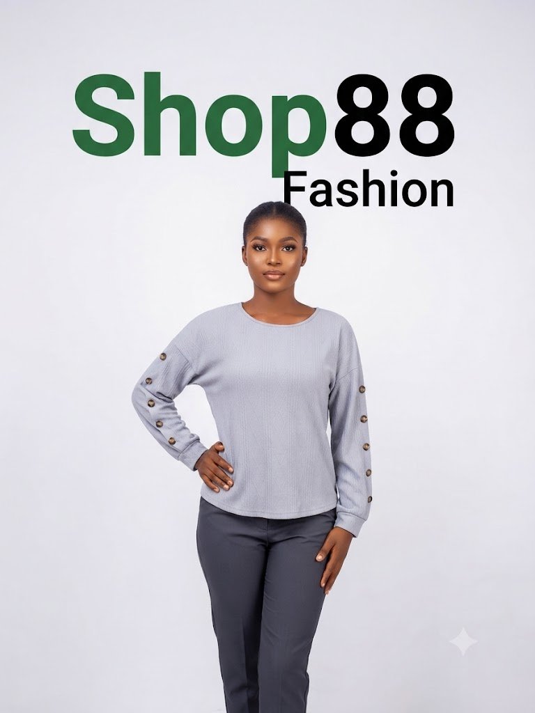 Women's Button-Sleeve Textured Grey Long-Sleeve Top