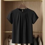 Women's Elegant Pleated Round-Neck Casual Blouse